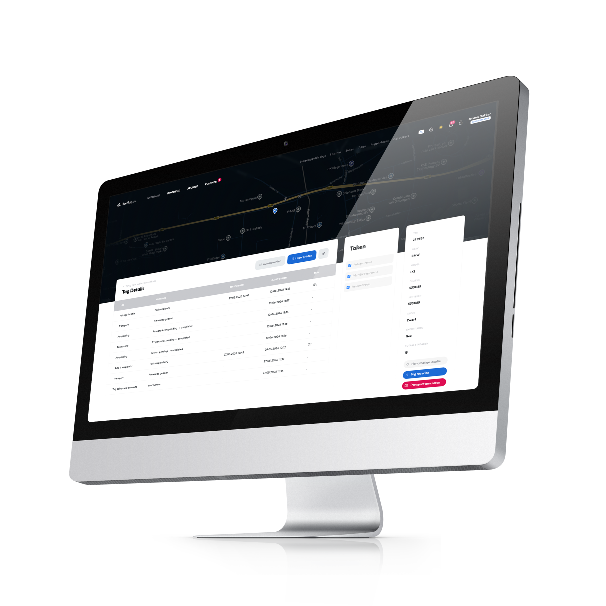 Fleettag dashboard op iMac